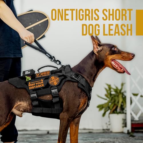 Bolt Short Traffic Dog Leash for Small Medium Large Dogs (S / Black)