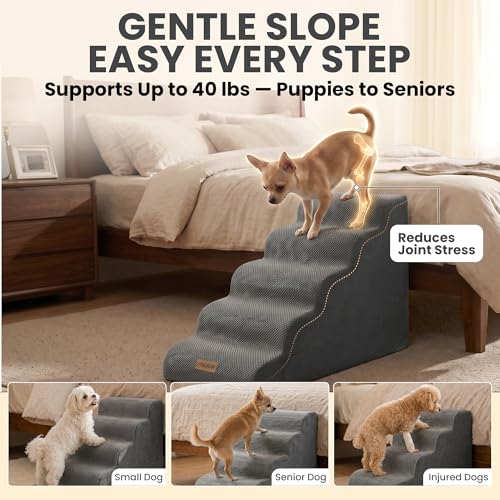 Dog Stairs Replacement Cover for 5 (Light Grey / Cover 24.5"H)