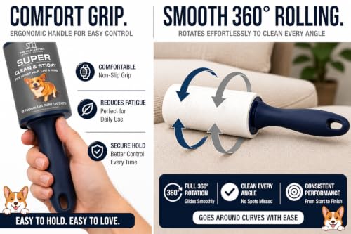 Extra Sticky Lint Roller for Pet Hair (6 Packs)