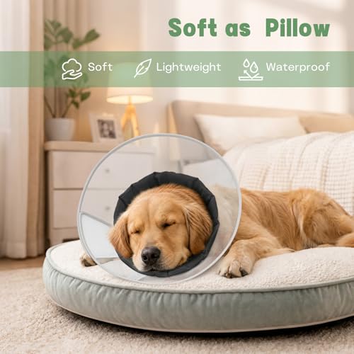 Dog Cone Collar with Soft Liner to Stop Licking (Light Black / XL(Depth: 11.0, Girth: 16-19.5))