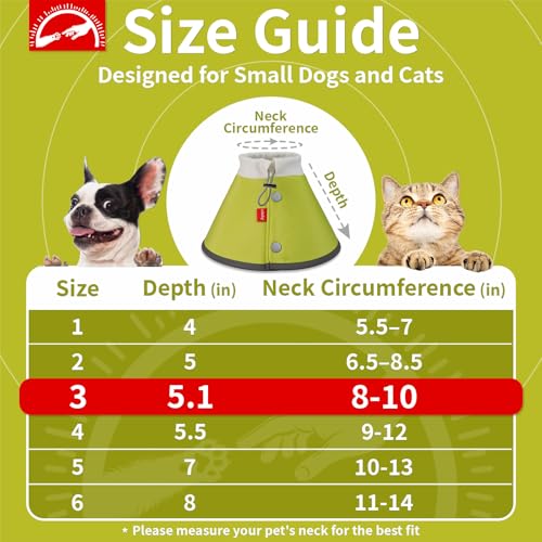 Soft Dog Cone for Small Dogs & Cats (Green (Small Dogs Cone) / 3 (Neck:8"-10"))