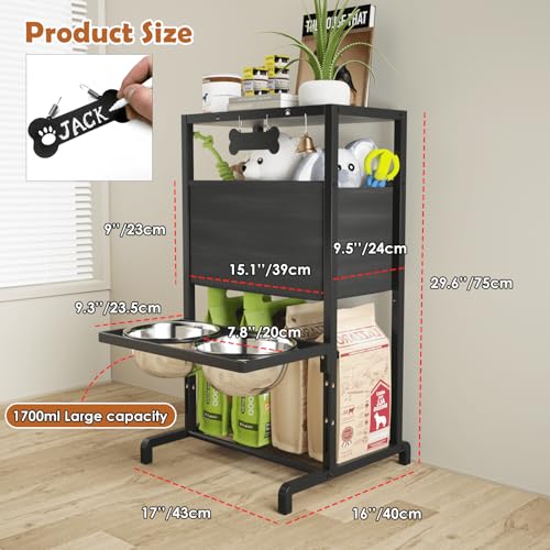 Elevated Dog Bowls (Storage Station & Adjustalbe Stand 4.5-12")