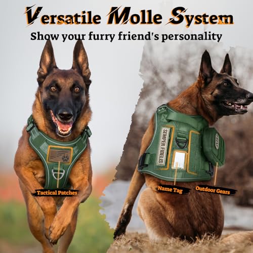 Tactical Dog Harness Medium Sized (M(chest:20.1"-33.9",neck:17.7"-22.3",back:7.5") / Green)