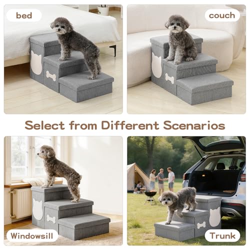 Dog Steps for High Bed (Grey / 3-Step)