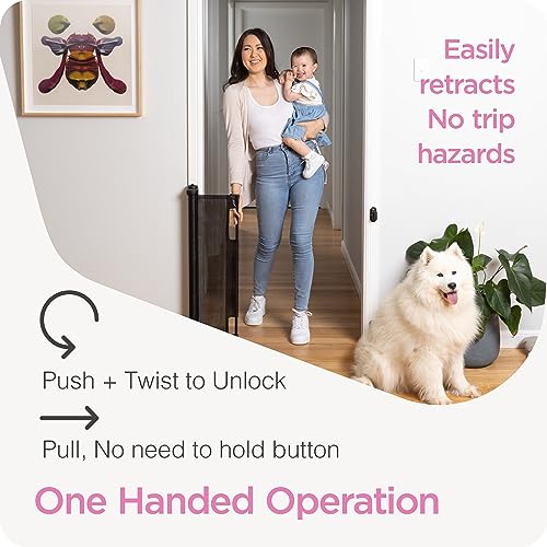 Retractable Baby Gate (Black / 33" Tall x 55" Wide)