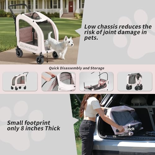 4 Wheel Pet Stroller for Dogs & Cats (Pink)