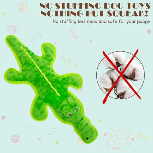 No Stuffing Dog Squeak Toys (Green)