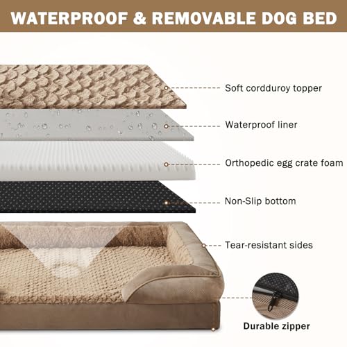 Orthopedic Extra Large Dog Bed (XXL (48"x 35"x 8") / Brown)