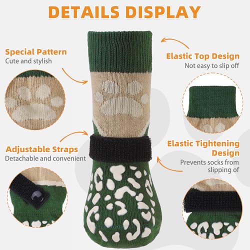 Dog Socks for Hot (Green+Khaki / Small/Medium (4 Pack))