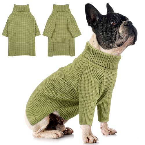 Waffle Knit Small Dog Sweater (Green / Small)