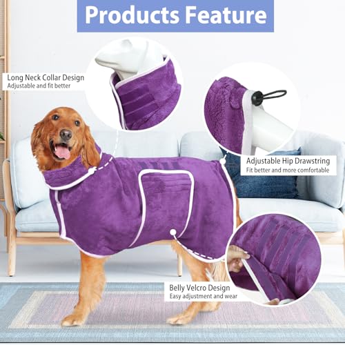 Dog Bathrobe Towel Dog Drying Coat (Violet / XX-Large)