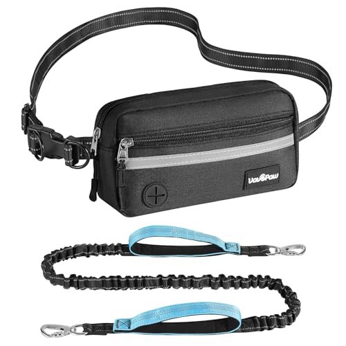 Hands Free Dog Leash with Pouch (Black/Blue / 1 Leash)