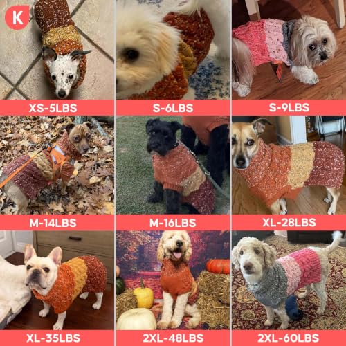 Color Block Dog Sweater for Small Dogs Turtleneck Thermal Knit (Medium (12-19lbs) / 07# Blue)