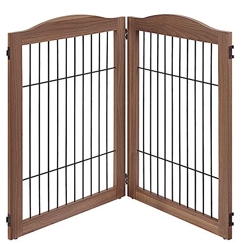 44" Wide and 31.5" Height Dog Gate and Extension Kit (Walnut / 44"W×31.5"H)