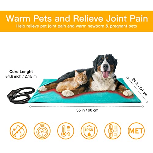 Large Pet Heating Pad (35.0"L x 24.0"W x 0.6"Th / Green)