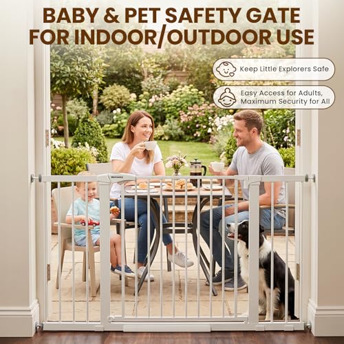 36 58" Extra Wide Baby Gate for Stairs (White / 36-58"W x 30"H)