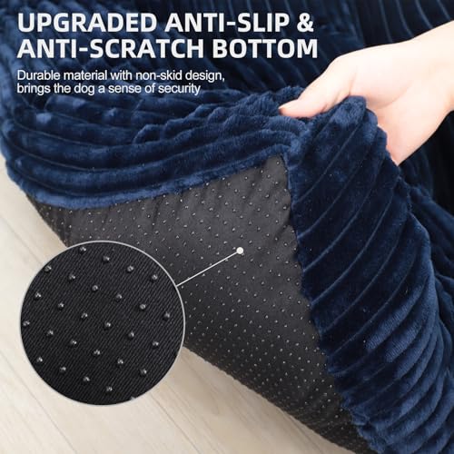 Washable Dog Crate Bed Kennel Mat for Large Dogs (Blue / 41.0"L x 27.0"W x 3.5"Th)