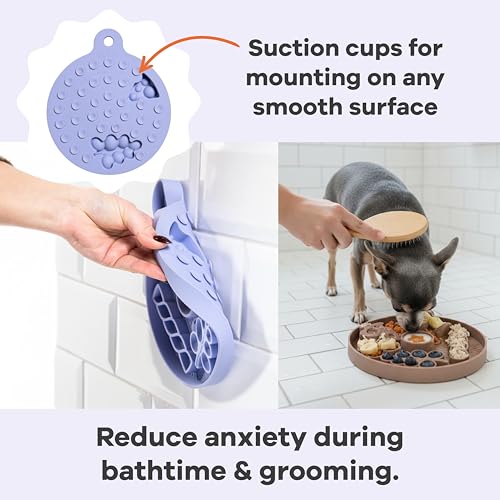 Charcuterie Dog Lick Mat for Slow Feeding & Anxiety (Misty Blue)
