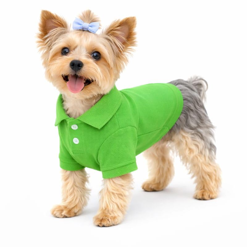 Basic Dog Polo Shirts Premium Cotton (S (-9lbs) / Green)