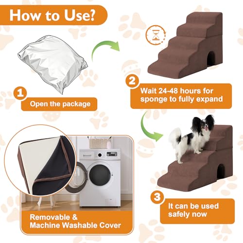 Dog Stairs for Bed 23'' H (Brown / Standard 15.5''x32.3''x23'')
