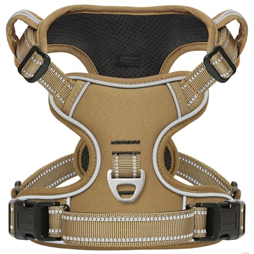 Dog Harness Dog Harness for Small Medium Large Dogs No Pull Adjustable Padded Reflective Harness with Handle for Walking Training (M / Brown)