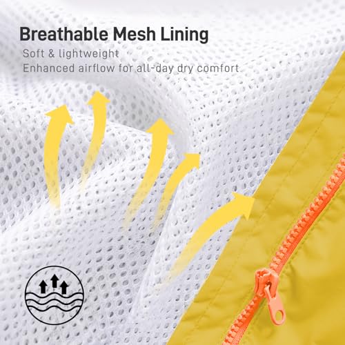 Dog Raincoat Rain Jacket with Clear Hood and Broad Chest Fit (Yellow / Large)