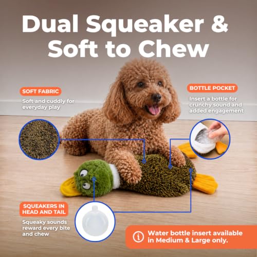 2-in-1 Fun Skin Stuffless Dog Toy - Wild Duck, Medium (Brown/Wild Duck / Medium)