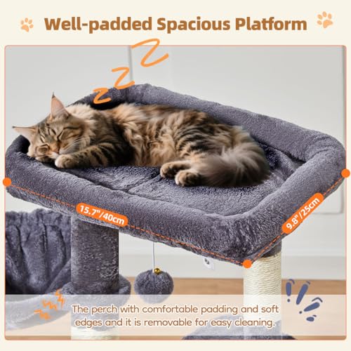 Cat Tree 38.5In Cat Tower for Indoor Cats (Smoky Gray / 38.5 Inches)