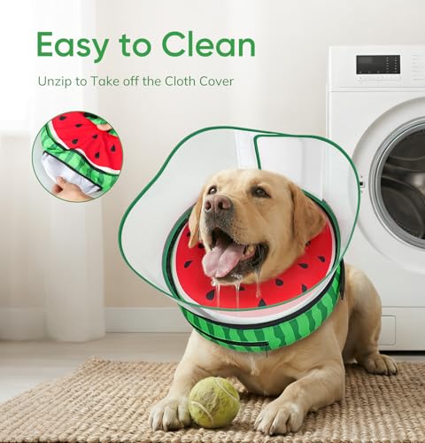 Raised Inflatable Dog Cone After Surgery (Watermelon / XXL（(Neck 18"-23")）)