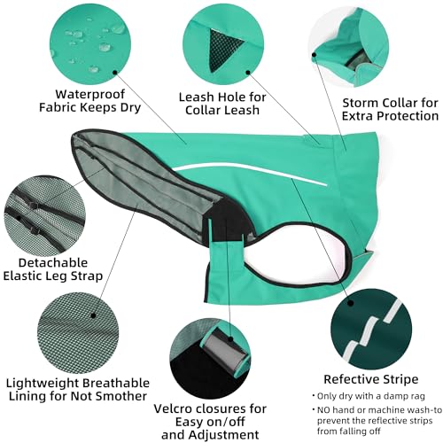 Dog Raincoat Adjustable Waterproof Reflective Rain Jacket for Small Medium Large Dogs (XS Chest 17"-23" / Green)