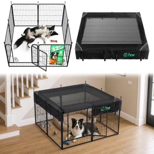 Rollick Dog Playpen with Mesh Top Cover (Black / 32"H)