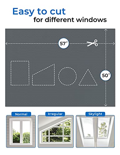 Blackout Curtains for Bedroom 50"x57" Portable No Drill Blackout Blinds with Heat (Gray / 57"W x 50"H)