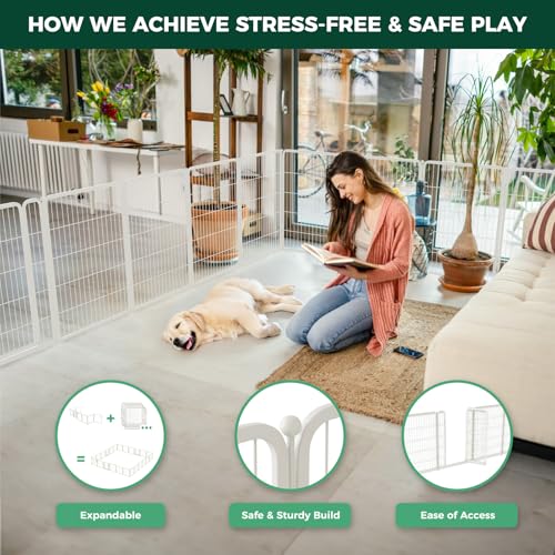Homeplus Indoor Dog Playpen (White / 40"H)
