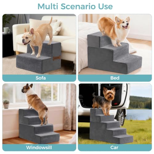 Dog Stairs Steps and Ramp for High Bed & Sofa (Gray / Standard)