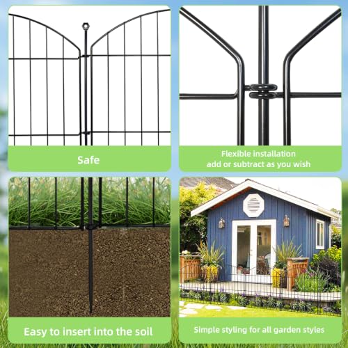Decorative Garden Fence (Black / 24 in(H))