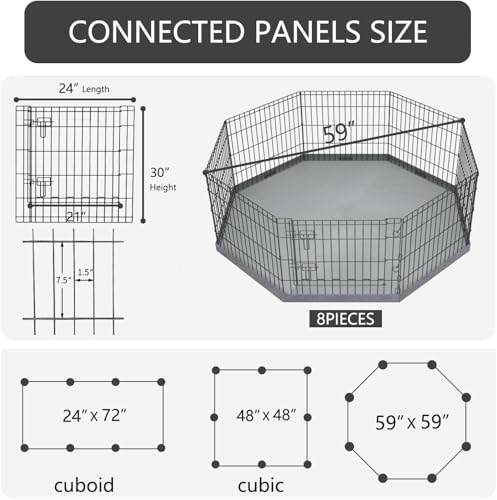 Foldable Metal Dog Exercise Pen (Gray / 30''H)