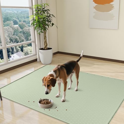 Dog Food Mat 50''x35'' Extra Large Dog Mat for Food and Water (50"L x 35"W / Green)