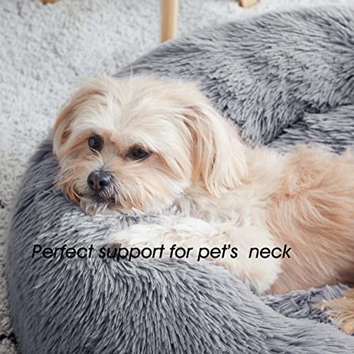 Western Home Calming Donut Small Medium Pet Dog Bed Washable (Navy Grey / 27.0"l x 27.0"w x 8.0"th)