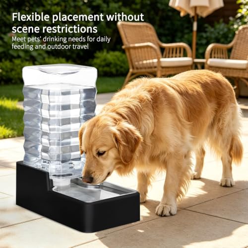 2.64Gallon Automatic Dog Water Dispenser for Dog (Black without Filter / 10L)