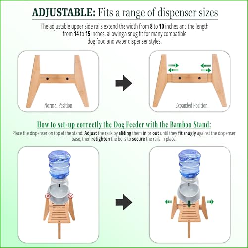 Dog Water and Food Dispenser Stand for Large Dogs (Large (Rectangular) / Bamboo-DL)