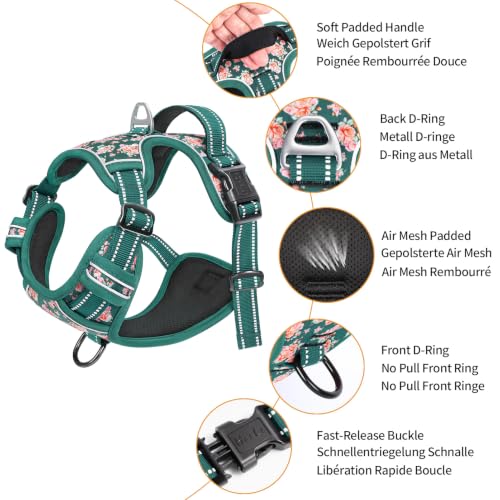Large Dog Harness (L / Flower Grass Green)