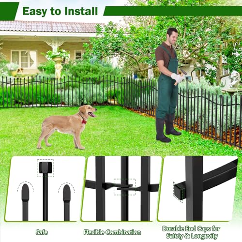 No Dig Garden Fence 24" H x 22.5'L with Gate Decorative Yard Dog Panels (24 in(H) X 22.5 ft(L))