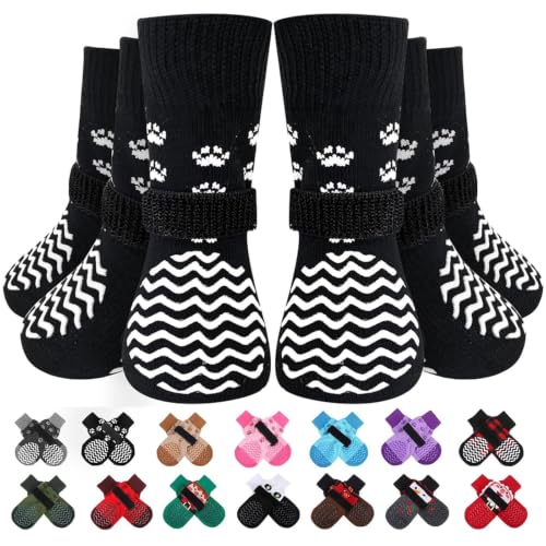 Anti Slip Dog Socks to Prevent Licking Paws for Hot Pavement (Black / Small)