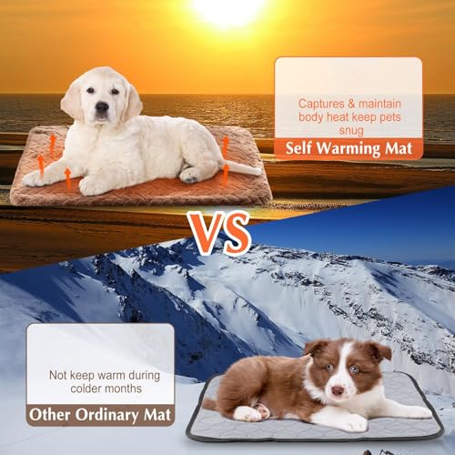 4 Pack Self Warming Cat Bed Mat Self Heating Pad for Dog Extra Warm Winter Pet Pad Washable Thermal Pads Mats for Pets Indoor Outdoor (Camel / 16 x 20 Inch)
