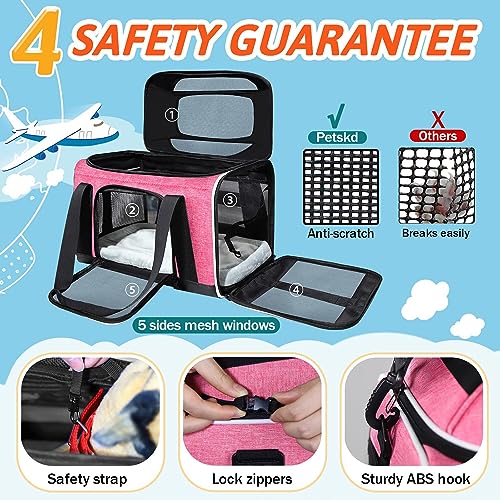 Top Expandable Small Pet Carrier 18"x11"x11" Airline Approved (18.0"L x 11.0"W x 11.0"H / Pink)