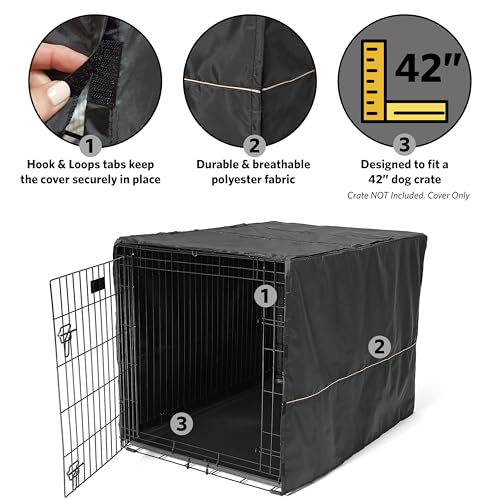 Large Dog Crate Cover (Black / 42.0"L x 28.0"W x 42.0"H)
