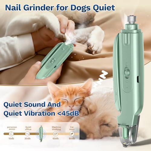 2-in-1 Dog & Cat Nail Clipper with Grinder, LED Light Rechargeable Grooming (Green)