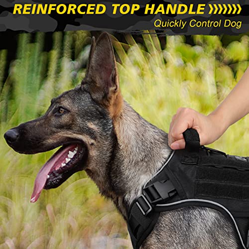 Black Tactical Dog Harness for Large Dogs (Black / X-Large: 70-120 lbs (Chest:29-39",Neck:21-26"))