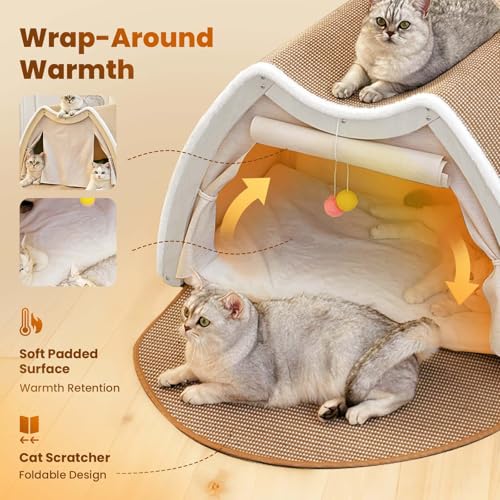 Cat Houses for Indoor Cats (19.7*12.6*15.7"/Flat Roof (M))