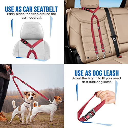 Double Dog Car Seat Belt (Red)